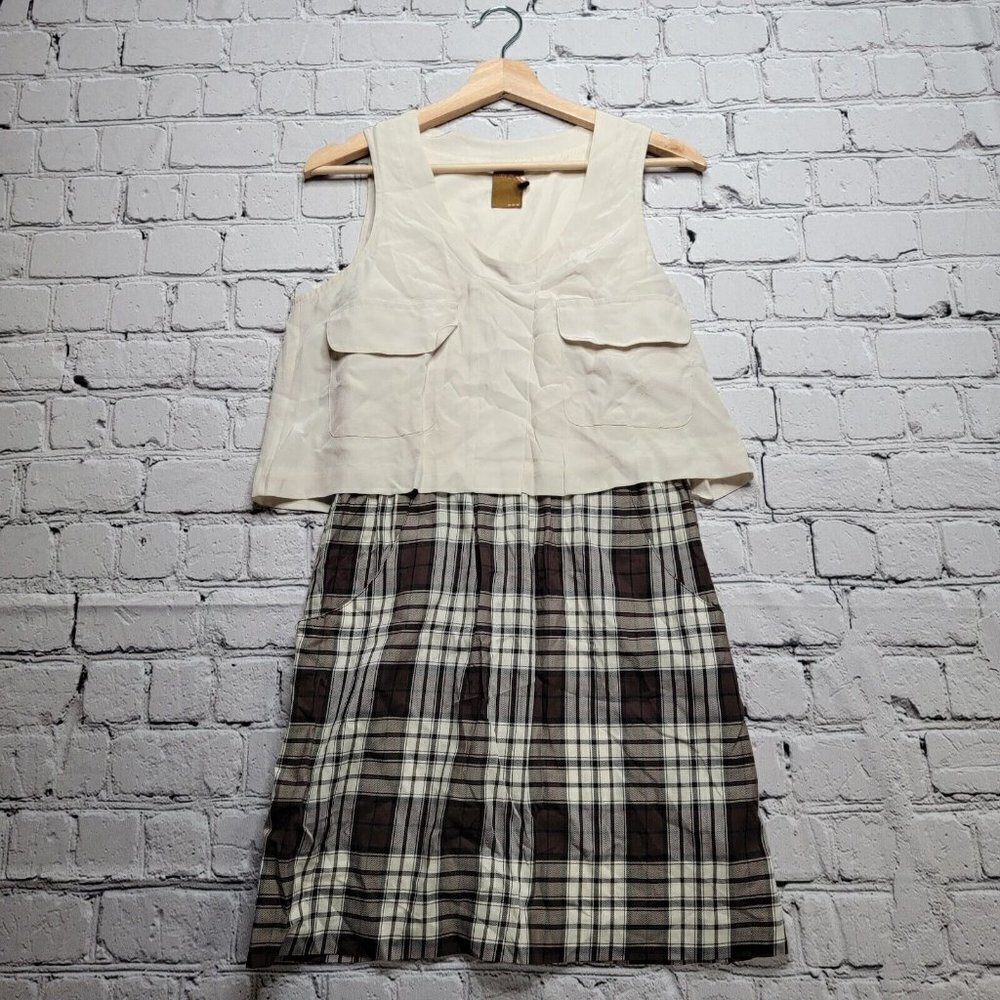 Ali Ro Silk‎ Cotton Plaid Heritage Skirt Sleeveless Blouson Dress Size 4
